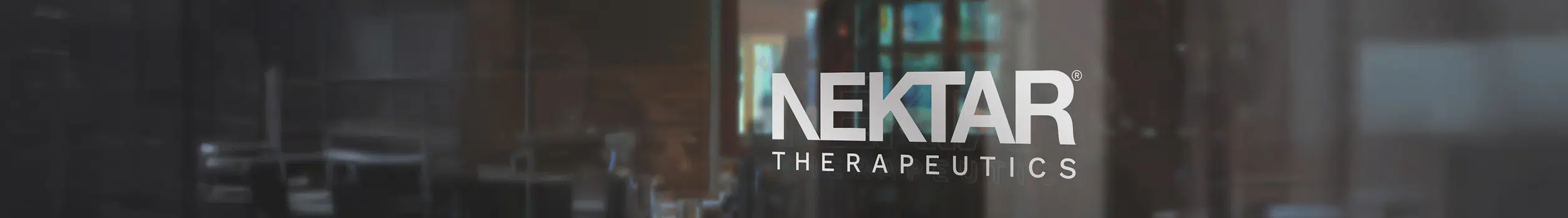 White Nektar Therapeutics Logo on Glass, Contact Nektar