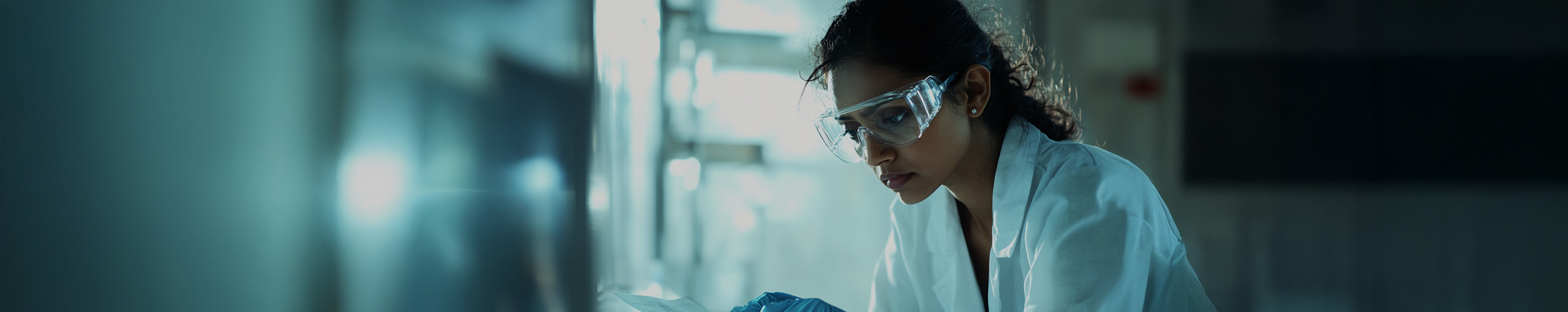 Woman Reading in Lab Gear